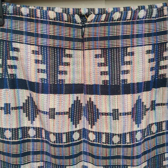 Ann Taylor Tweed Straight Skirt 304291 Dark Blue Multicolor Aztec Geo-Print - Picture 7 of 10